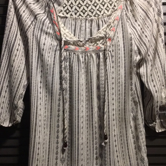 Rewind Bohemian tunic style top w/ pink & grey - Picture 4 of 5